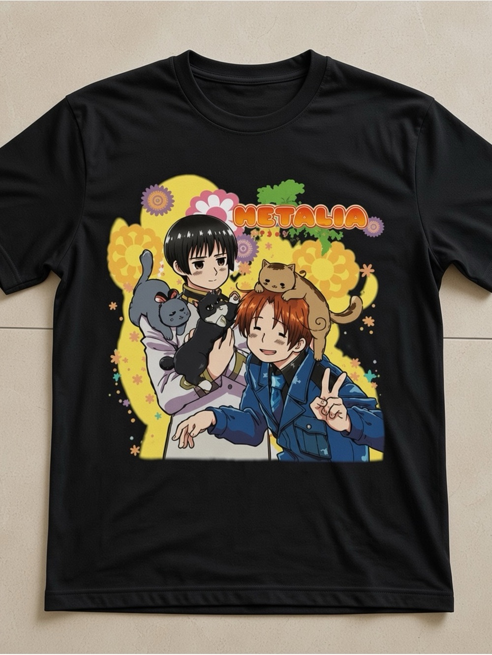 Anime Japanese Hetalia Black T-shirt